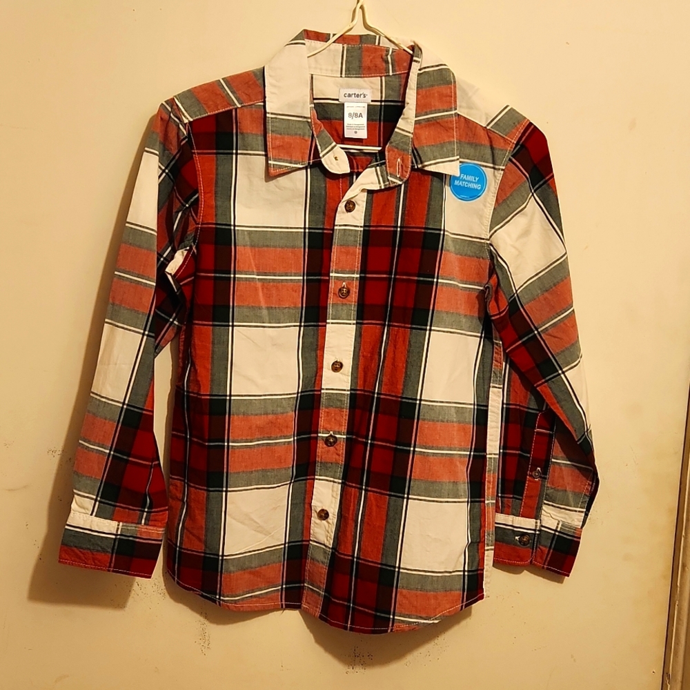 #10 Carter's Boys red/black/white plaid shirt size 8/8A